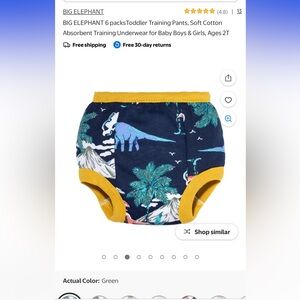 Dinosaur Print Toddler Training Pants 2T boy set of 3 cotton